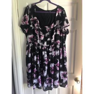 Black white and purple floral dress